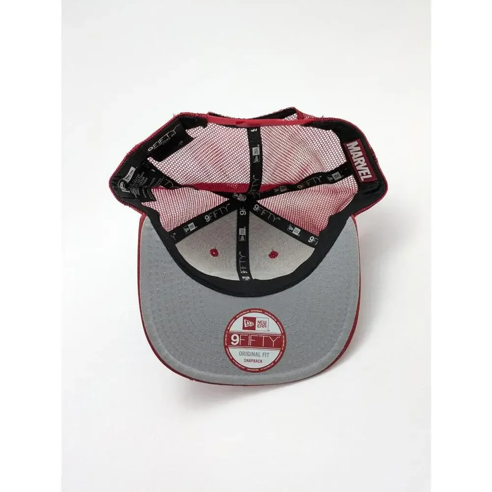 New Era Deadpool Logo Marvel 9Fifty Red Black Mesh Faux Leather Snapback Hat‎